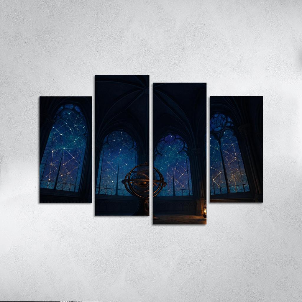 Ribbed Vault Observatory With Stained Glass Star Maps custom paintings frame