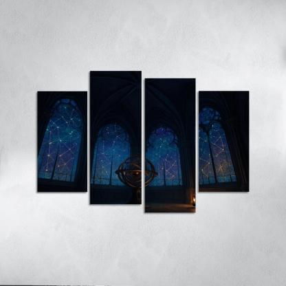 Ribbed Vault Observatory With Stained Glass Star Maps custom paintings frame