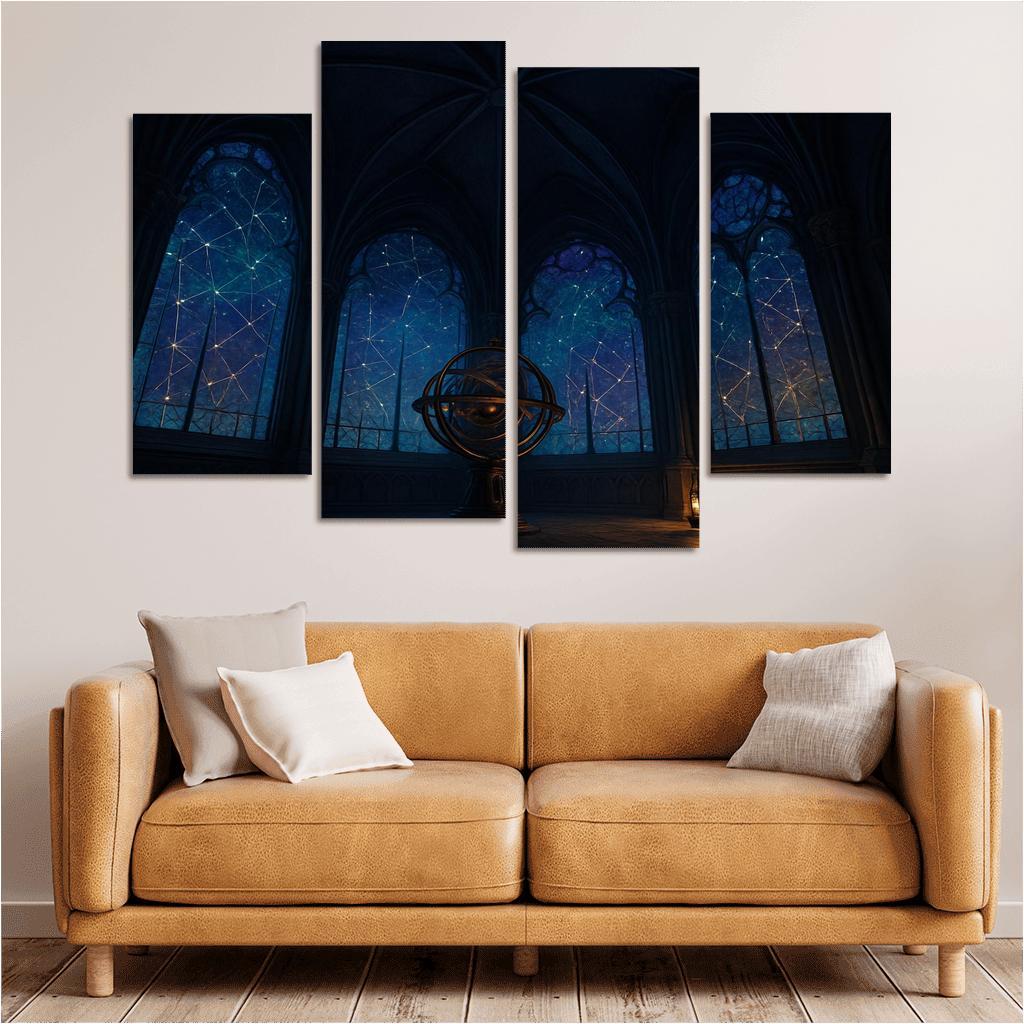 Ribbed Vault Observatory With Stained Glass Star Maps custom paintings frame
