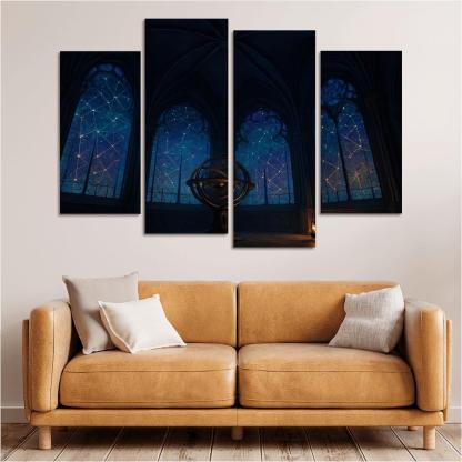 Ribbed Vault Observatory With Stained Glass Star Maps custom paintings frame