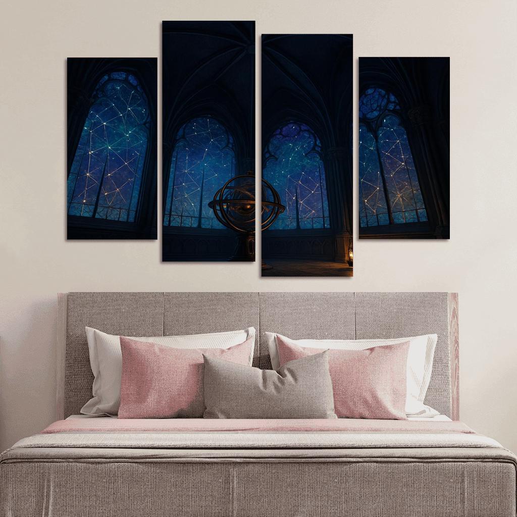 Ribbed Vault Observatory With Stained Glass Star Maps custom paintings frame