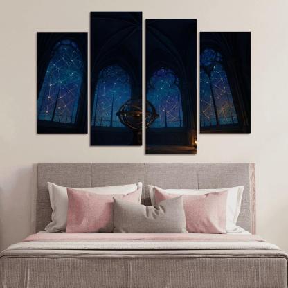 Ribbed Vault Observatory With Stained Glass Star Maps custom paintings frame