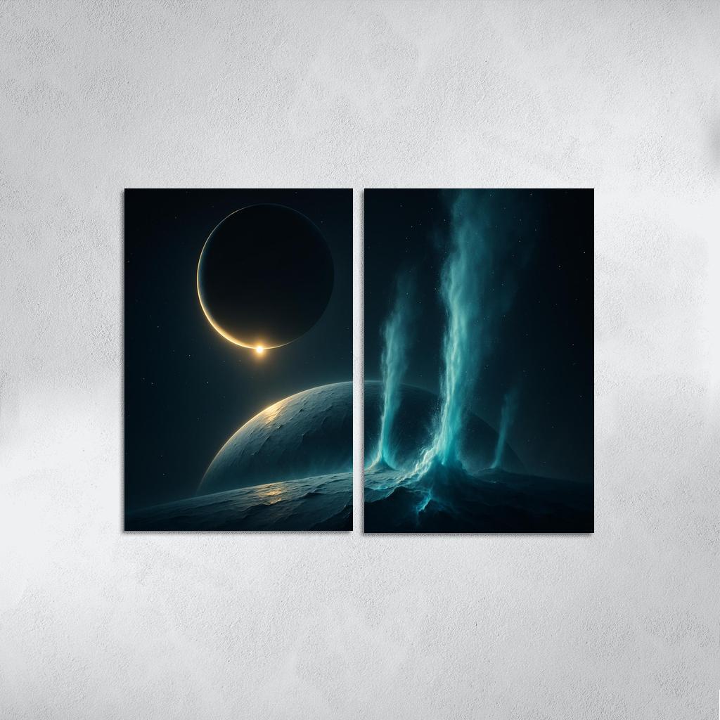 Cryovolcanic Plumes On An Ocean Moon At Eclipse framed paintings