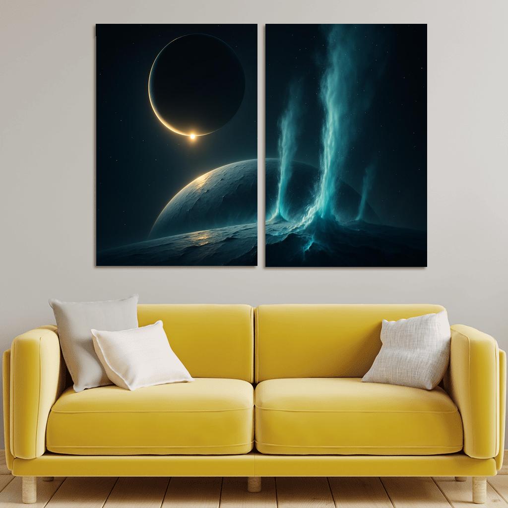 Cryovolcanic Plumes On An Ocean Moon At Eclipse framed paintings