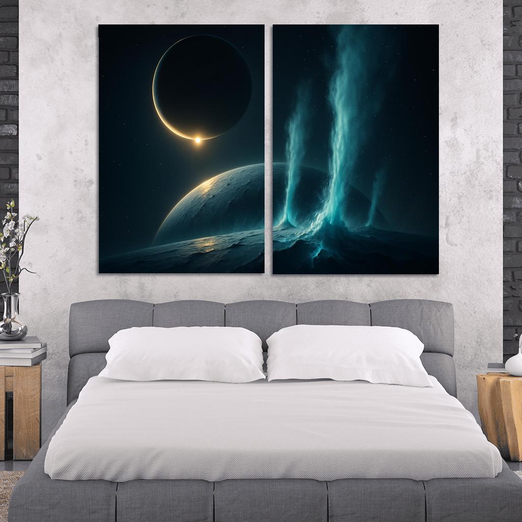 Cryovolcanic Plumes On An Ocean Moon At Eclipse framed paintings