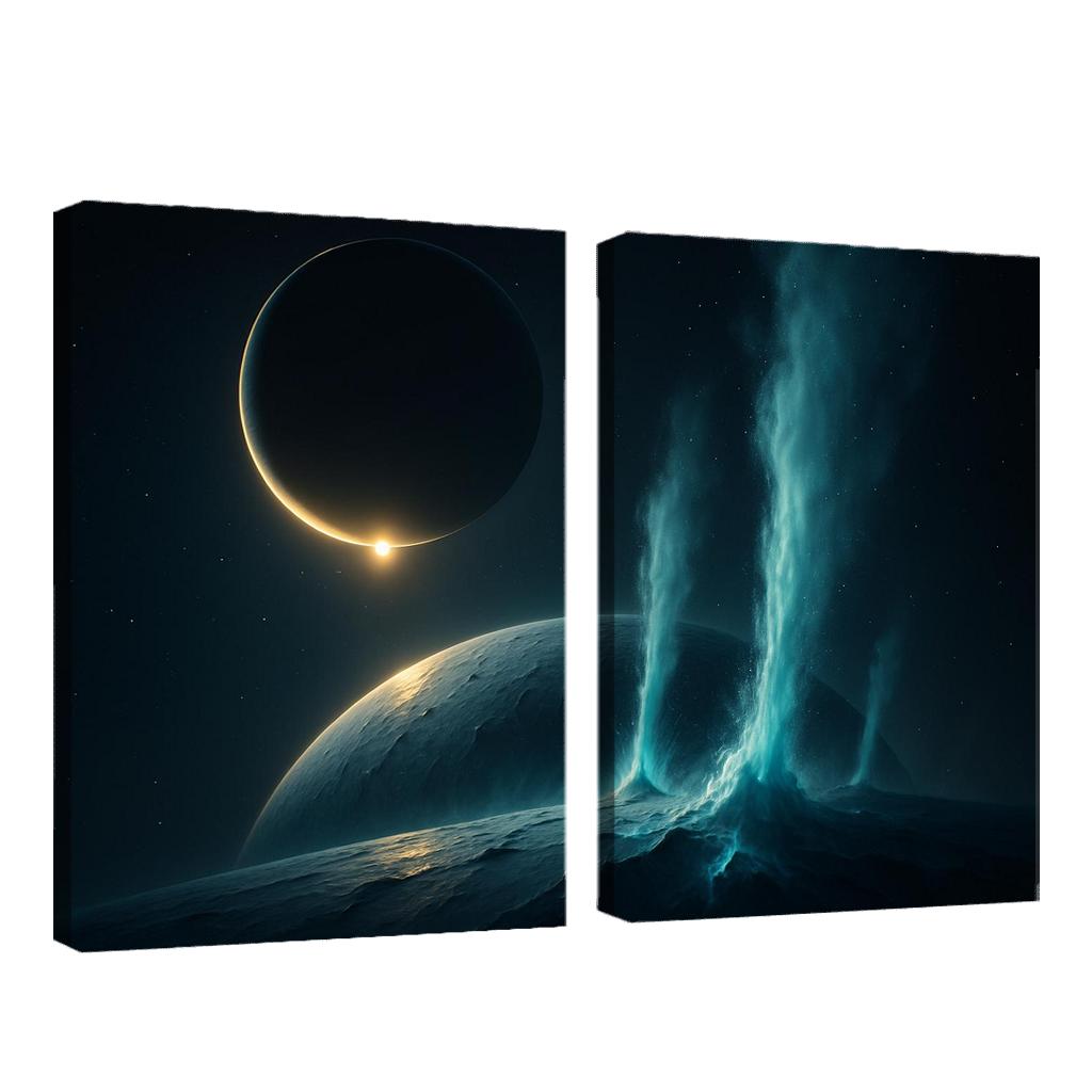 Cryovolcanic Plumes On An Ocean Moon At Eclipse framed paintings