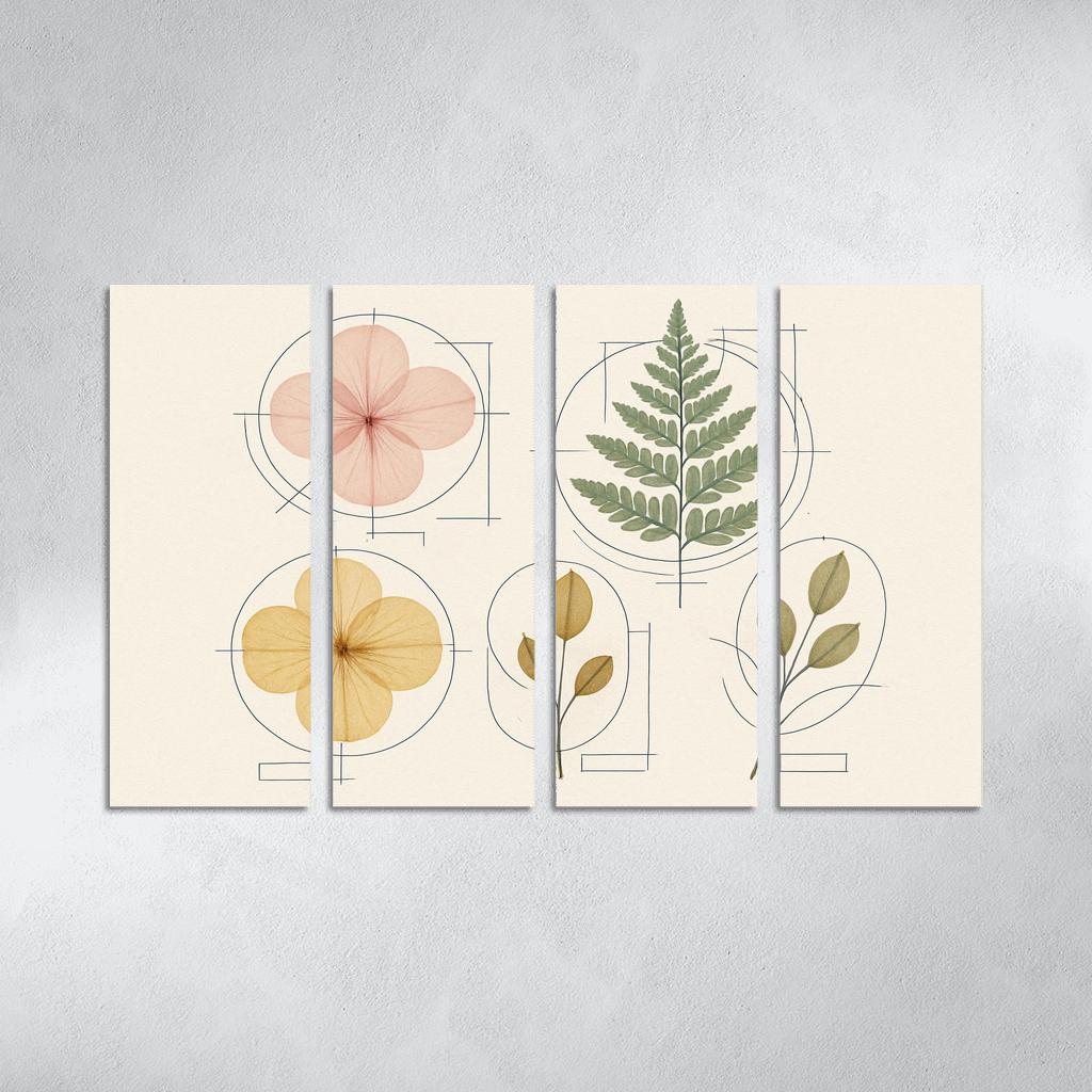 Botanical Blueprint Pressed Petals And Ink Lines one-piece frames