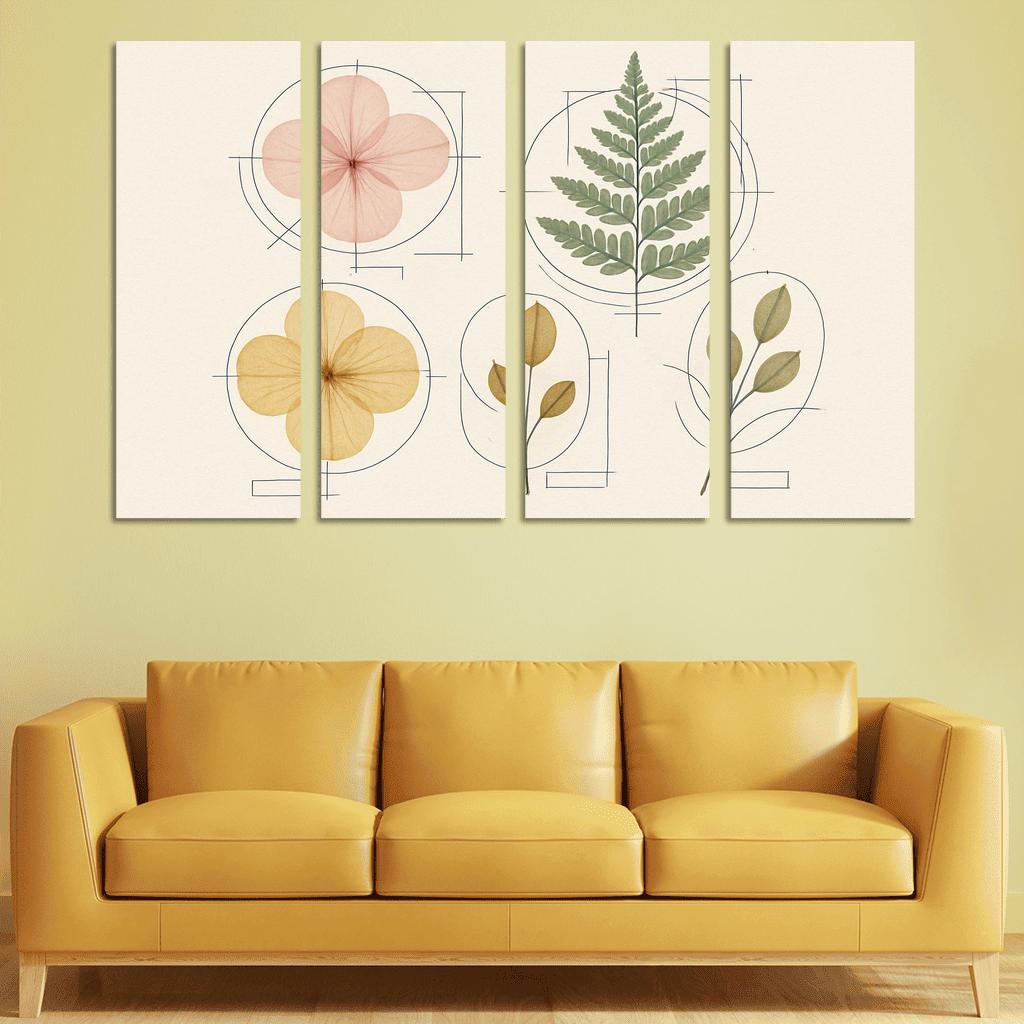 Botanical Blueprint Pressed Petals And Ink Lines one-piece frames