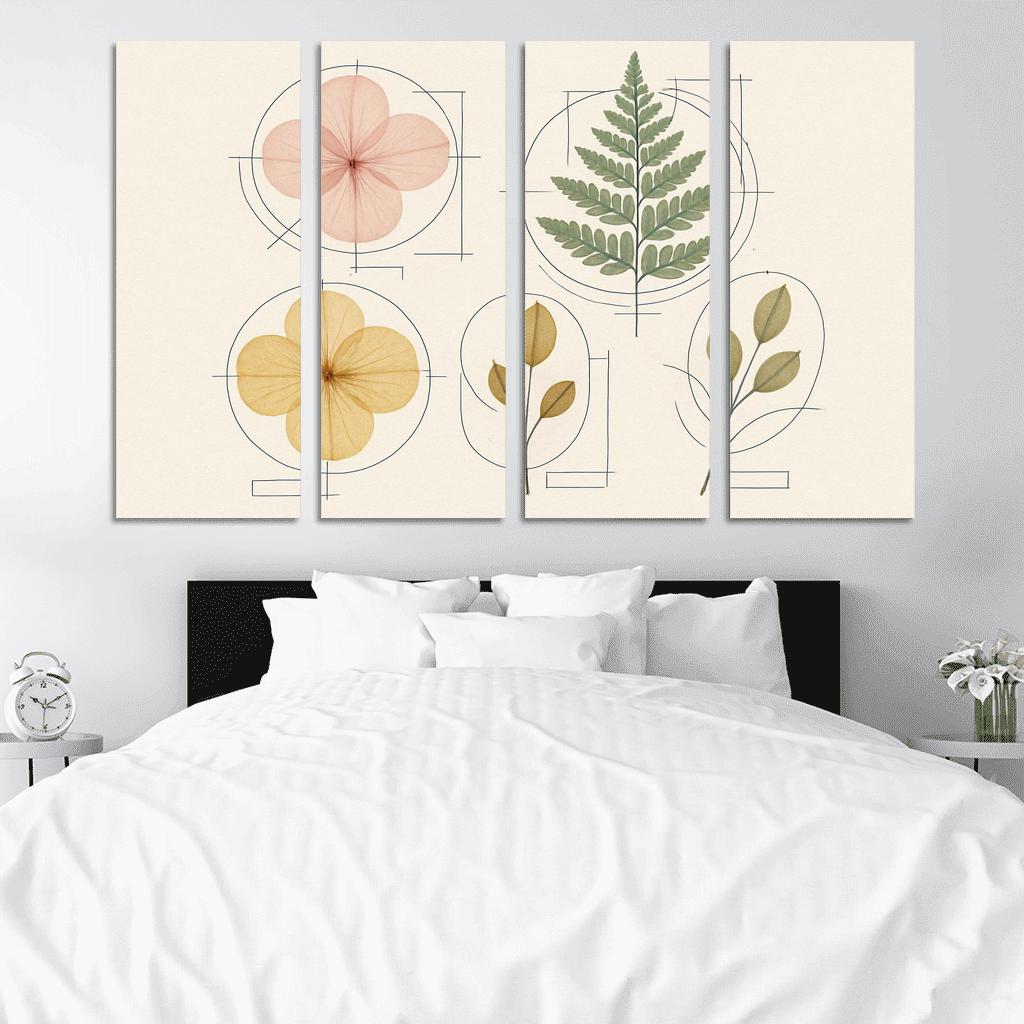 Botanical Blueprint Pressed Petals And Ink Lines one-piece frames
