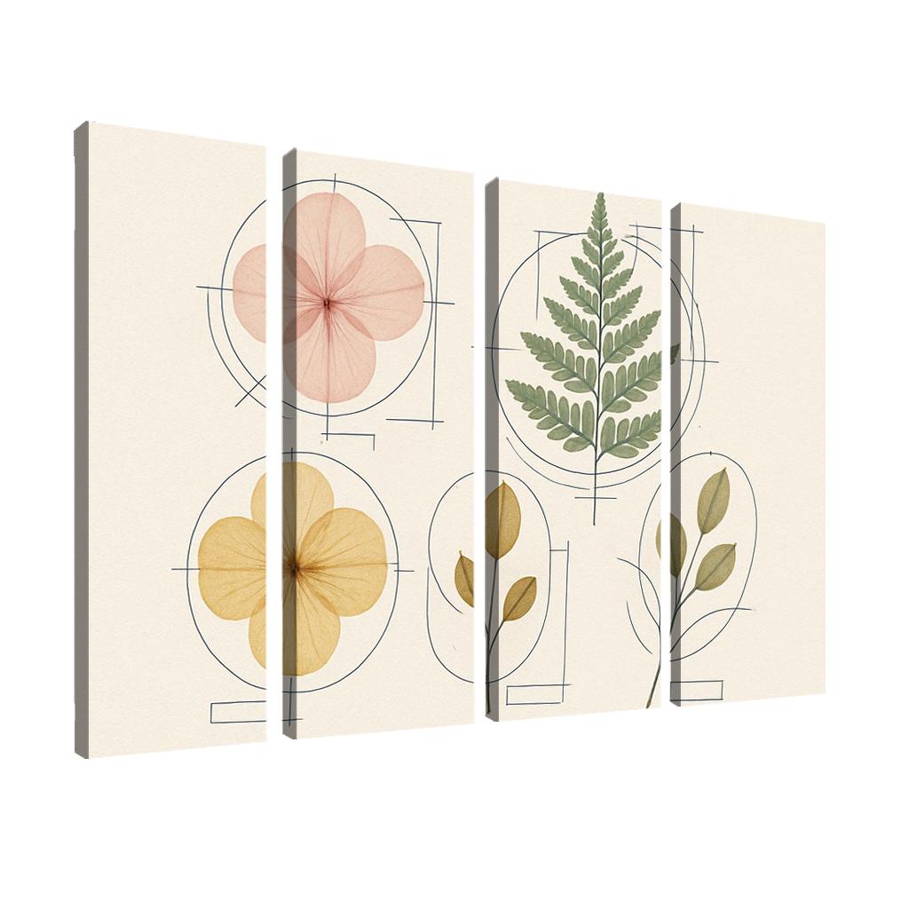 Botanical Blueprint Pressed Petals And Ink Lines one-piece frames