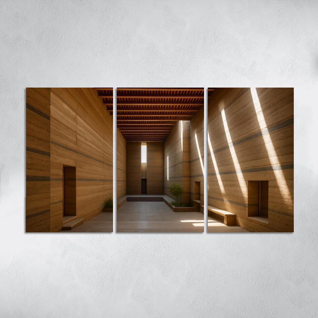 Stratified Rammed Earth Light Cathedral framed paintings