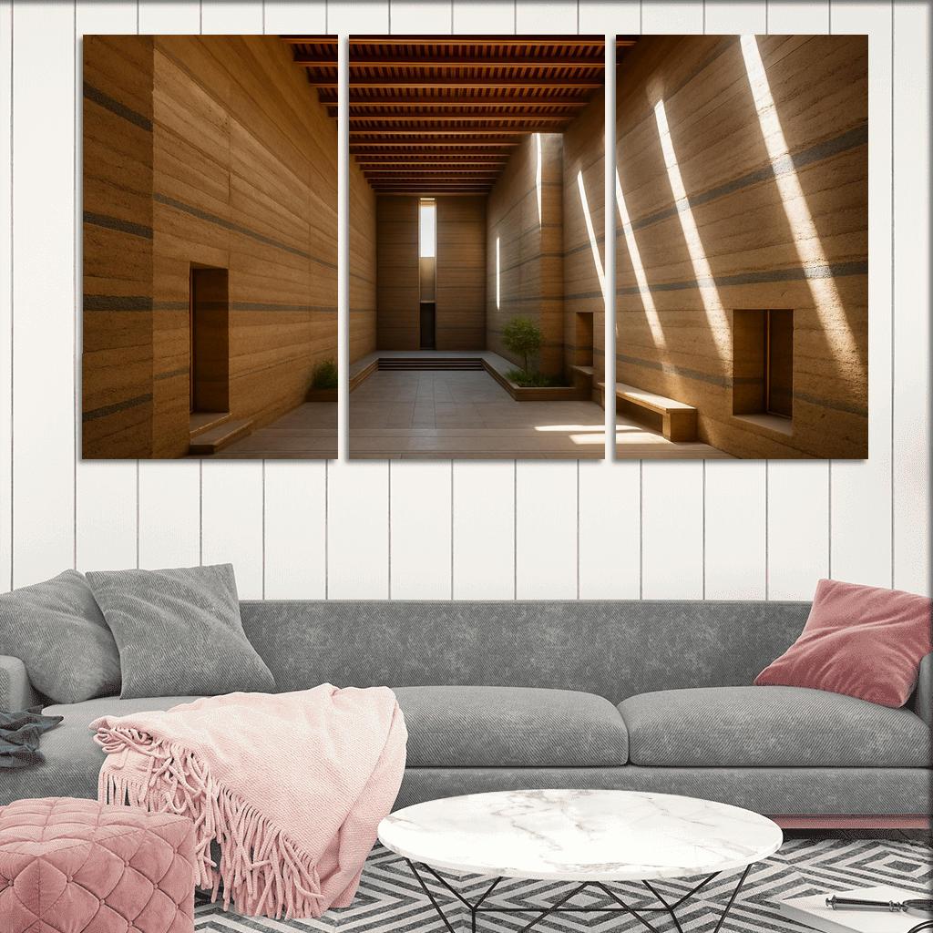 Stratified Rammed Earth Light Cathedral framed paintings