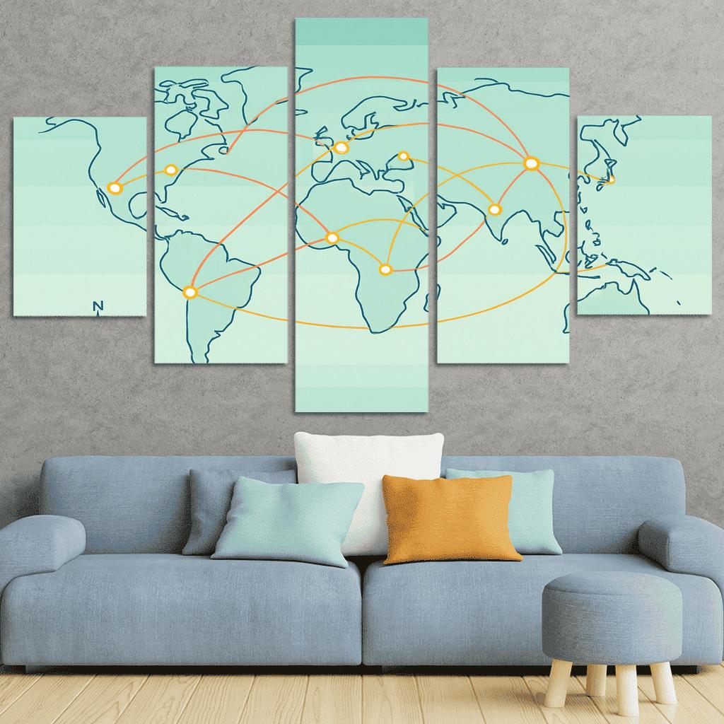Orbital Currents World Map wall art