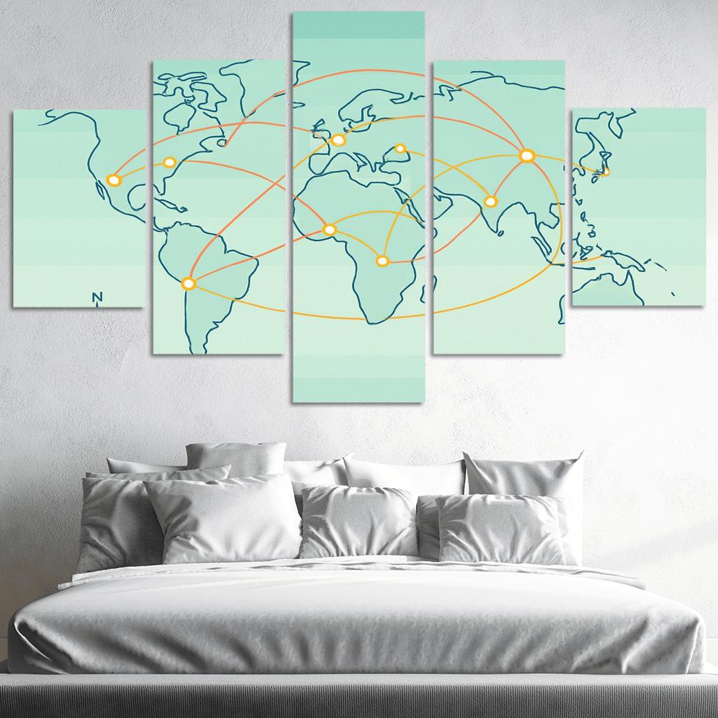 Orbital Currents World Map wall art