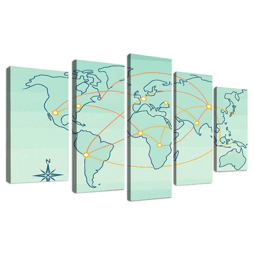 Orbital Currents World Map wall art