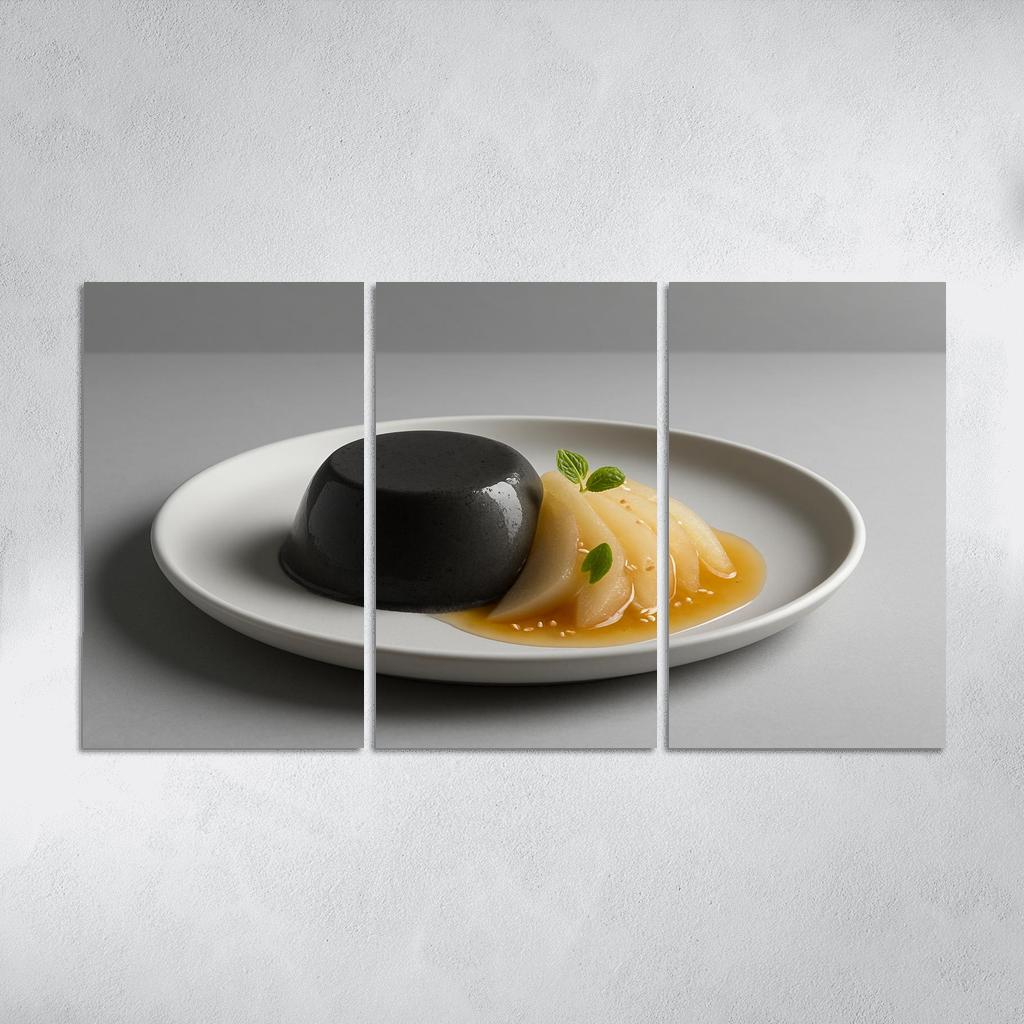Black Sesame Pear Panna Cotta With Ginger Citrus Syrup custom paintings frame