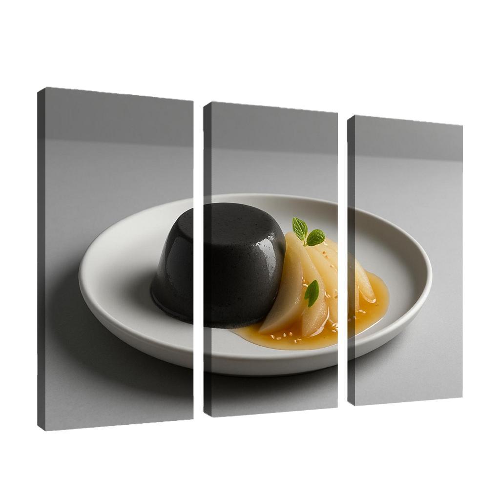 Black Sesame Pear Panna Cotta With Ginger Citrus Syrup custom paintings frame