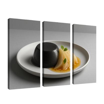 Black Sesame Pear Panna Cotta With Ginger Citrus Syrup custom paintings frame