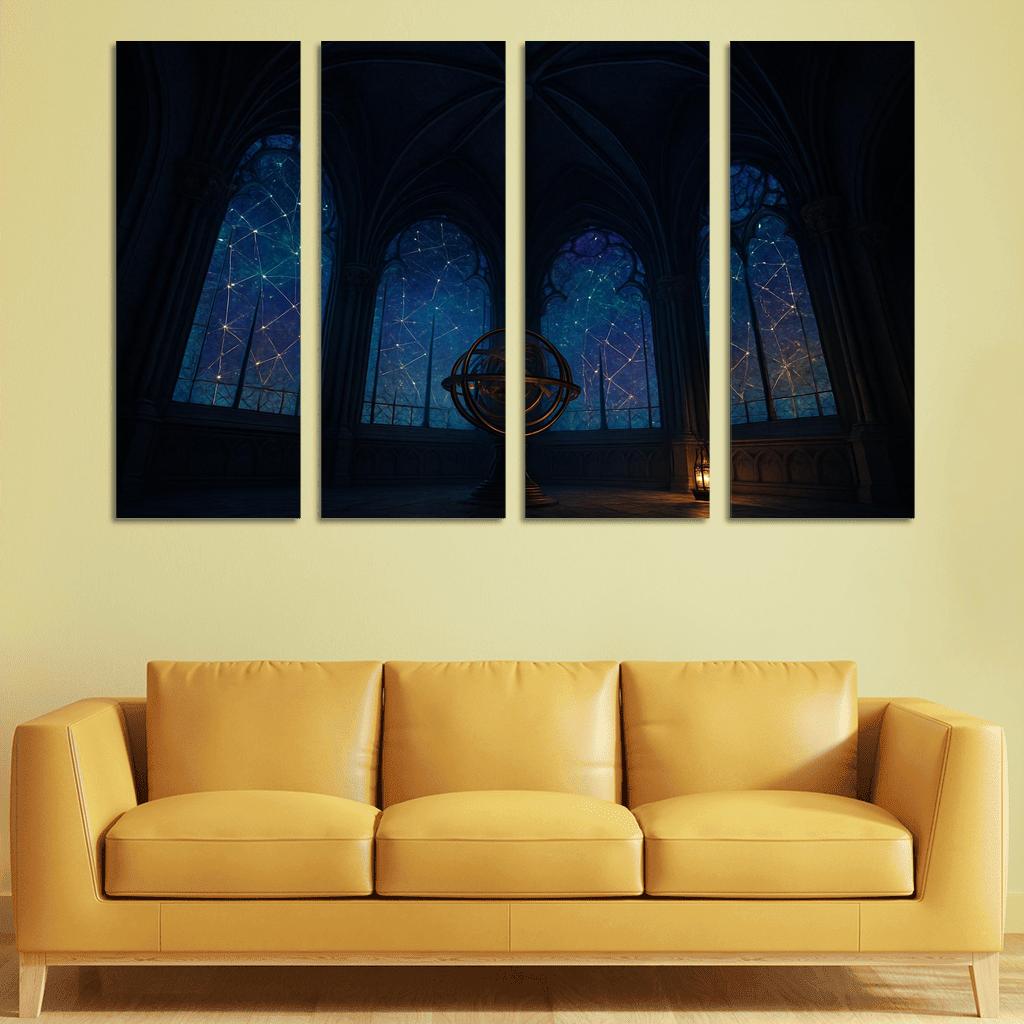 Ribbed Vault Observatory With Stained Glass Star Maps custom paintings frame