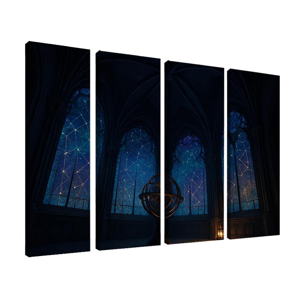 Ribbed Vault Observatory With Stained Glass Star Maps custom paintings frame