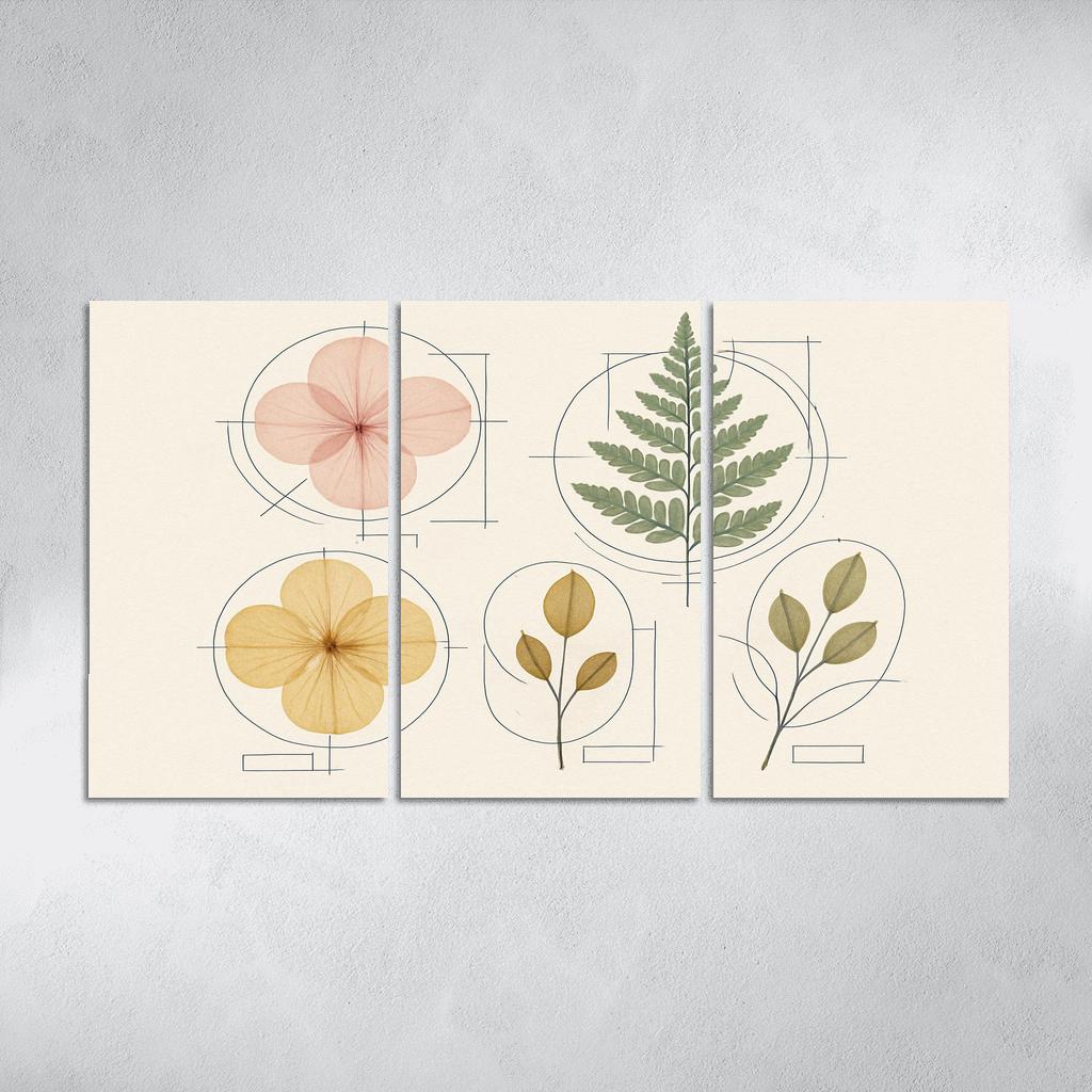 Botanical Blueprint Pressed Petals And Ink Lines one-piece frames