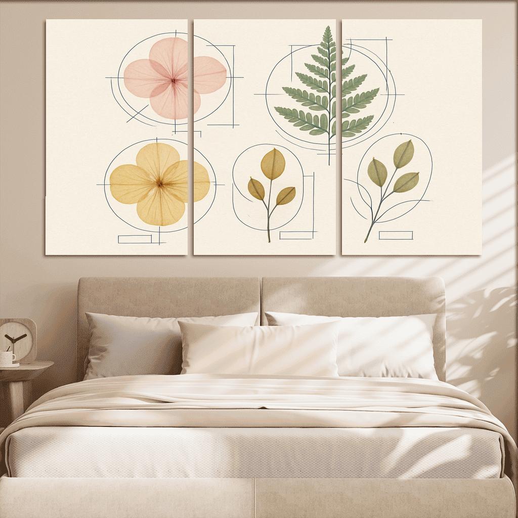 Botanical Blueprint Pressed Petals And Ink Lines one-piece frames
