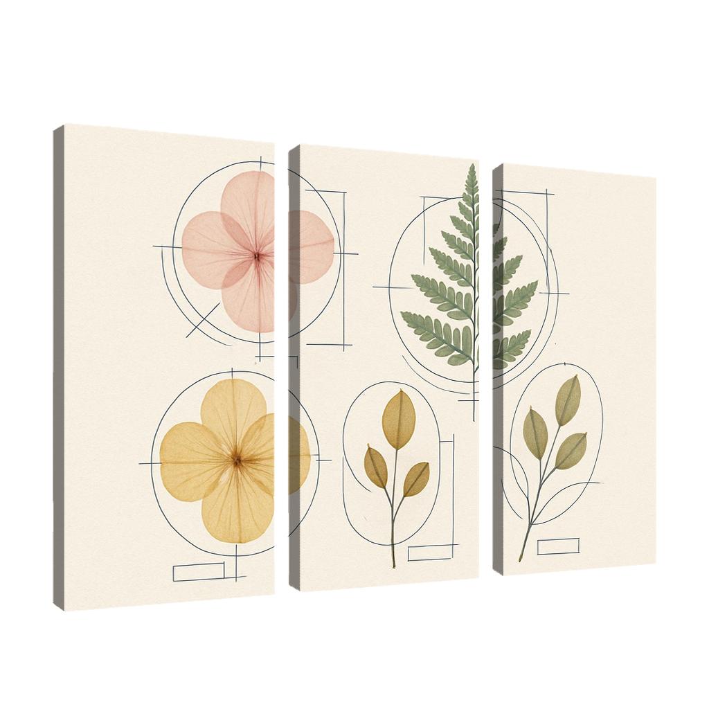 Botanical Blueprint Pressed Petals And Ink Lines one-piece frames