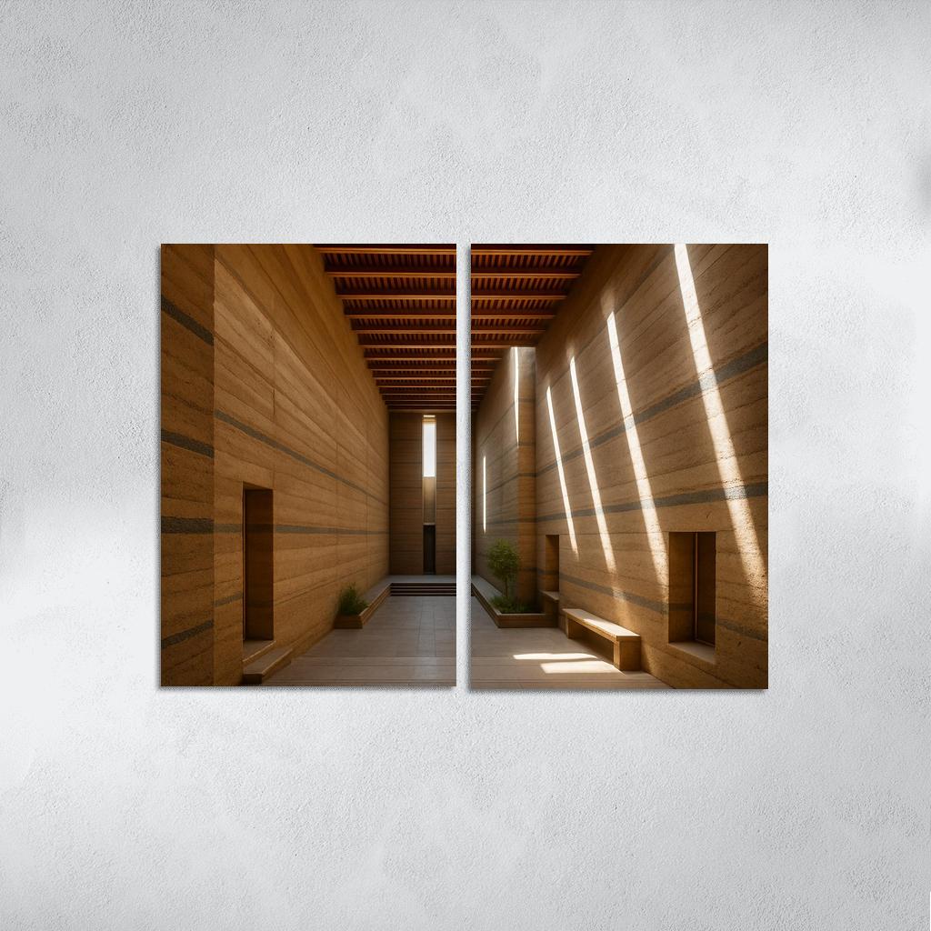 Stratified Rammed Earth Light Cathedral framed paintings
