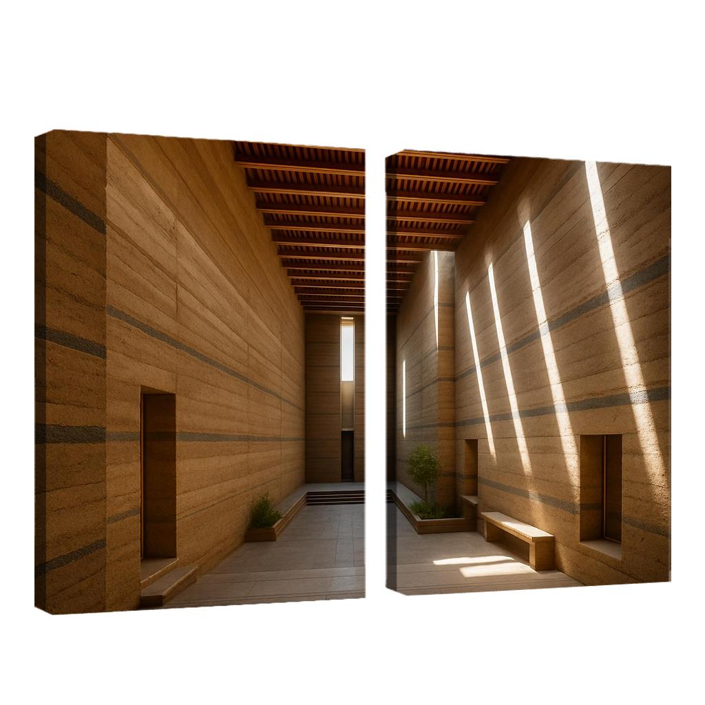 Stratified Rammed Earth Light Cathedral framed paintings