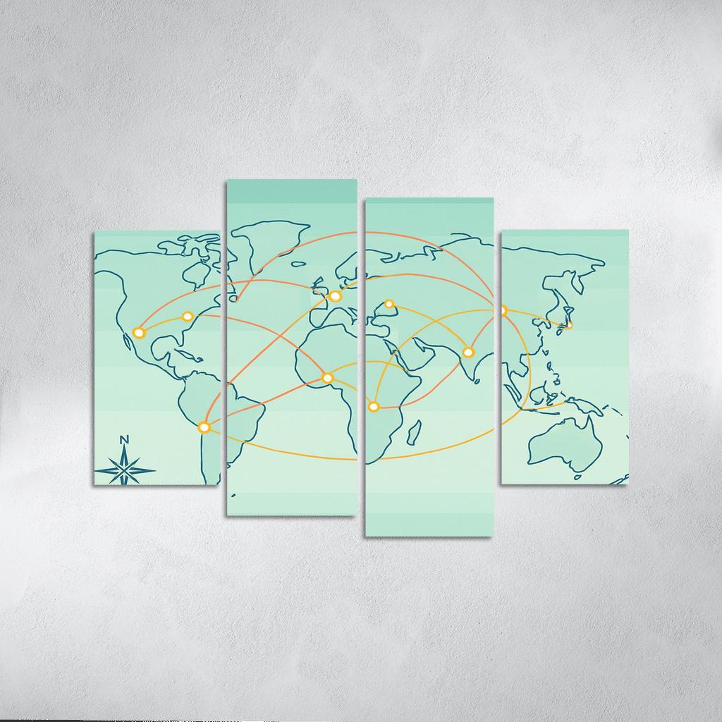Orbital Currents World Map wall art