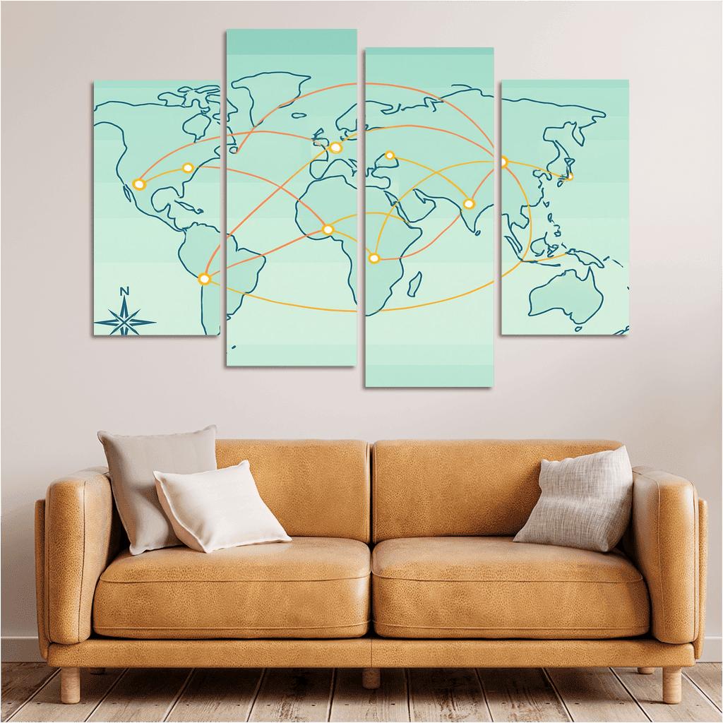 Orbital Currents World Map wall art