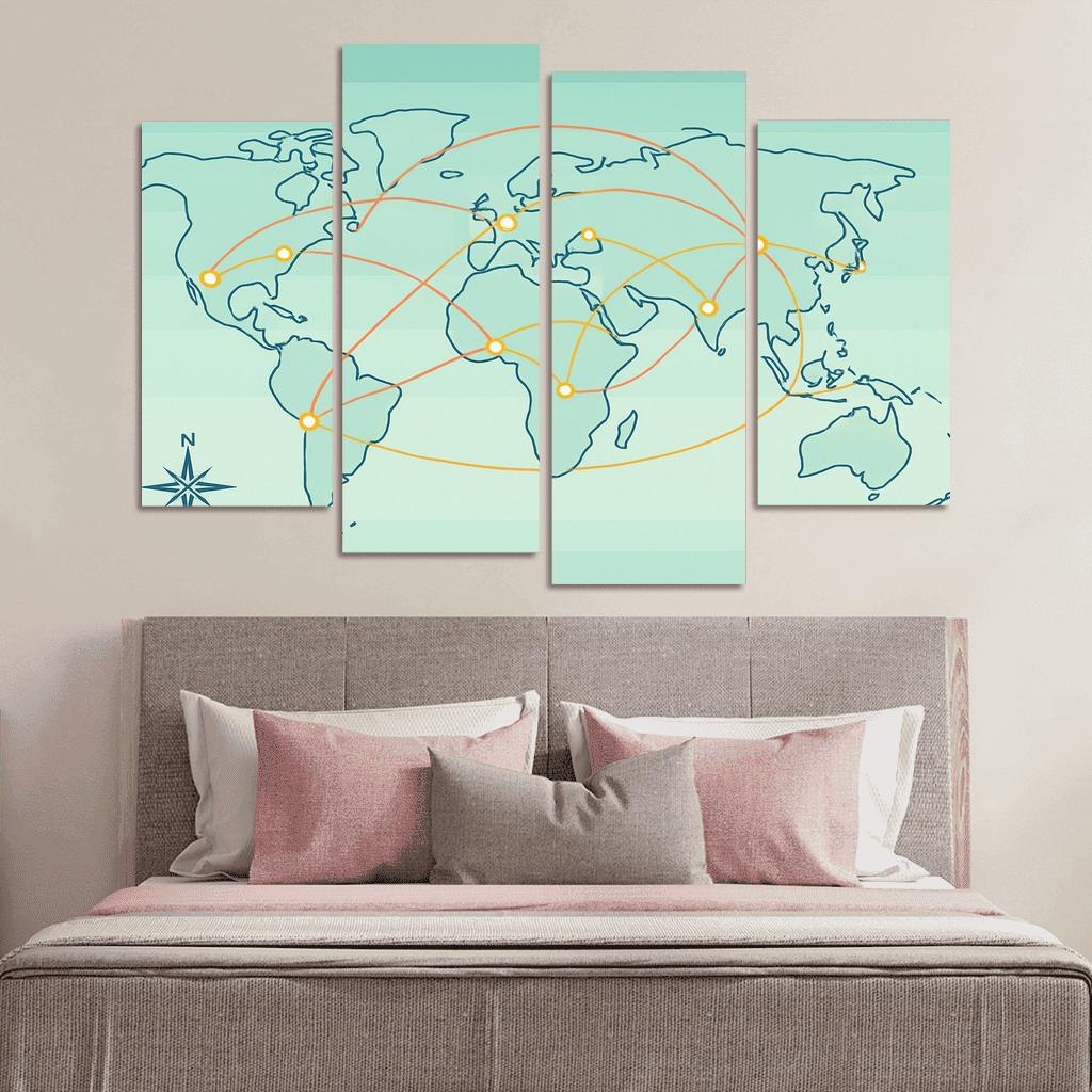 Orbital Currents World Map wall art
