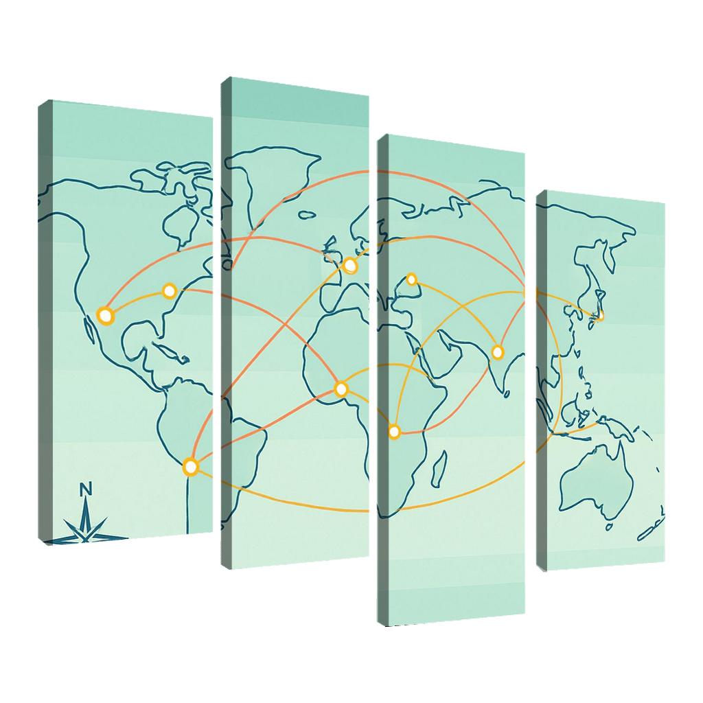 Orbital Currents World Map wall art