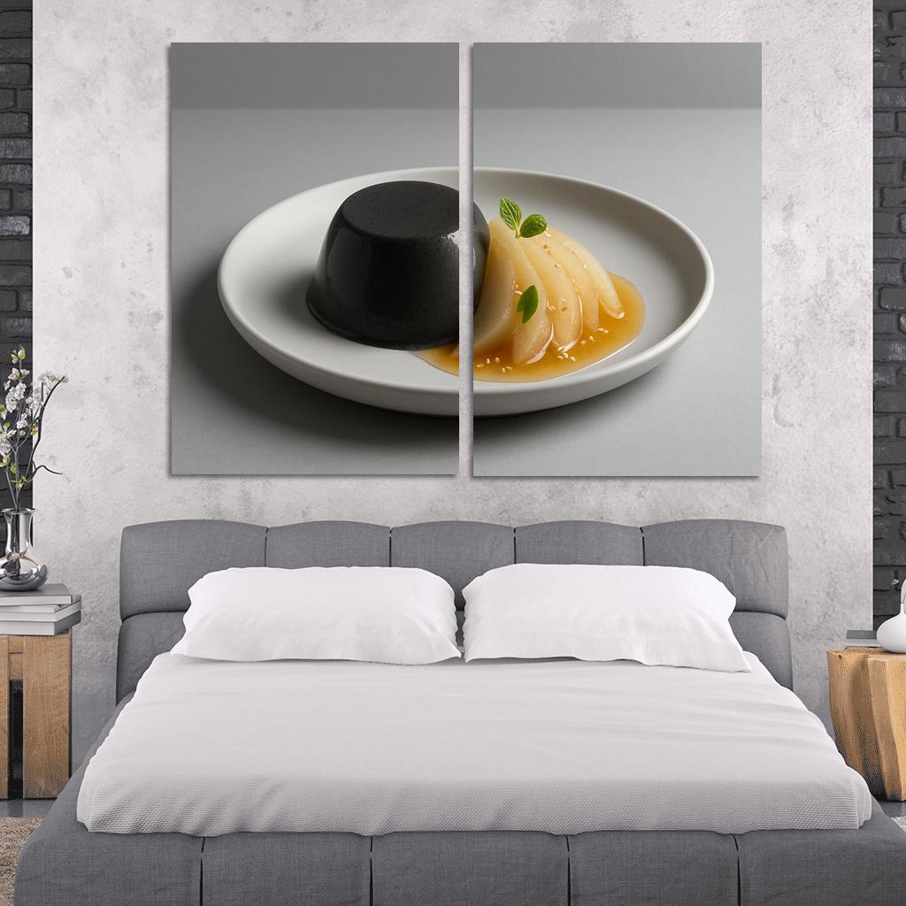 Black Sesame Pear Panna Cotta With Ginger Citrus Syrup custom paintings frame