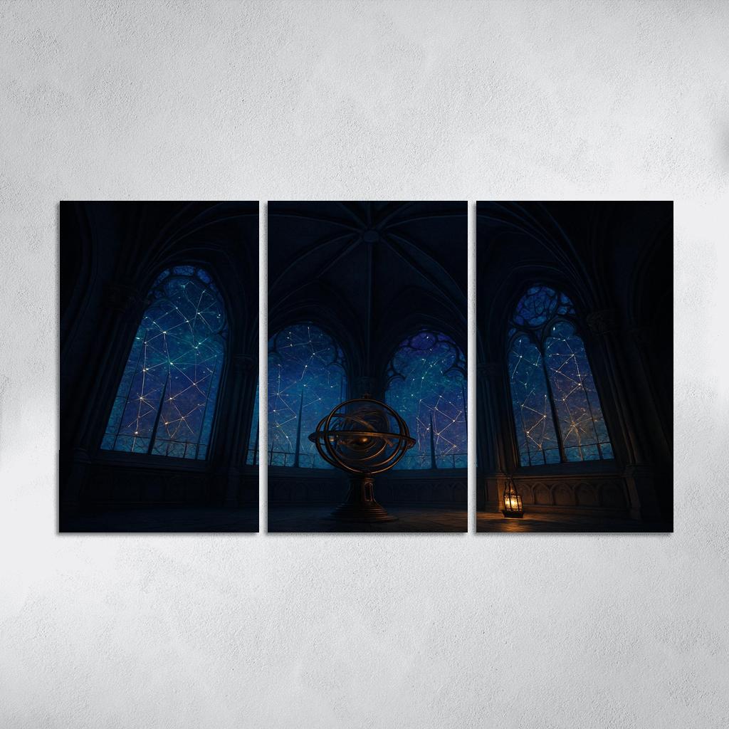 Ribbed Vault Observatory With Stained Glass Star Maps custom paintings frame