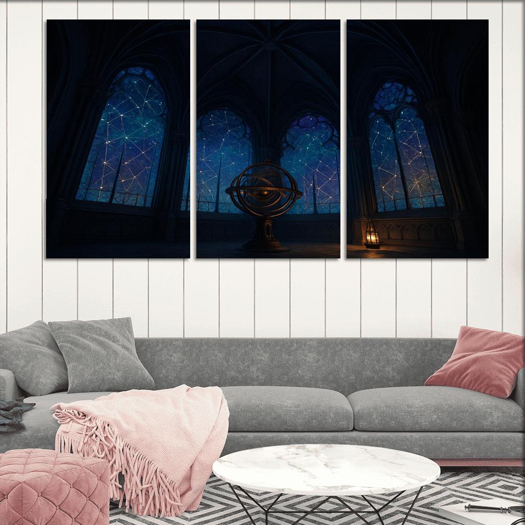 Ribbed Vault Observatory With Stained Glass Star Maps custom paintings frame