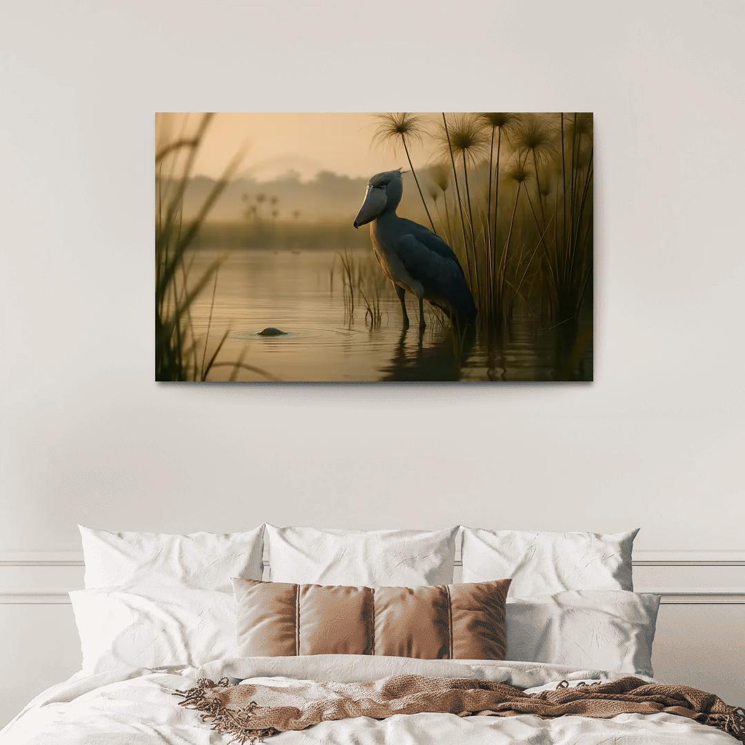 The Stoic Shoebill In Ugandan Papyrus Marsh modern paintings frame
