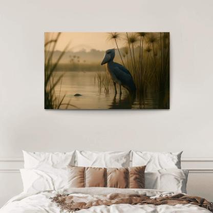 The Stoic Shoebill In Ugandan Papyrus Marsh modern paintings frame