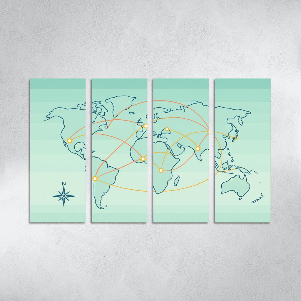 Orbital Currents World Map wall art