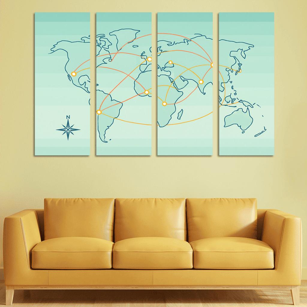 Orbital Currents World Map wall art