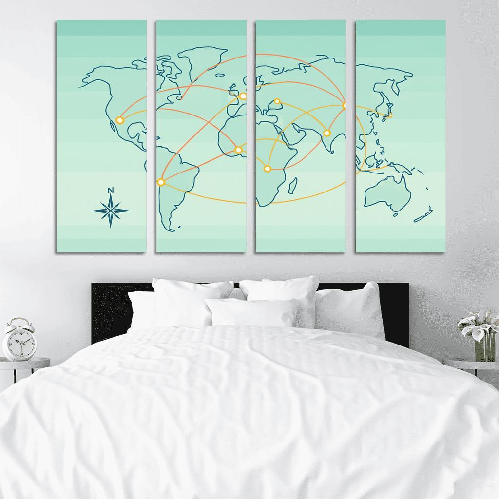 Orbital Currents World Map wall art