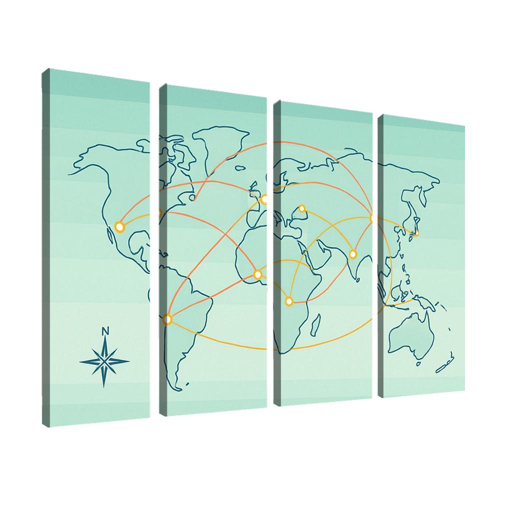 Orbital Currents World Map wall art