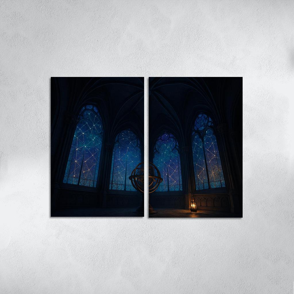 Ribbed Vault Observatory With Stained Glass Star Maps custom paintings frame