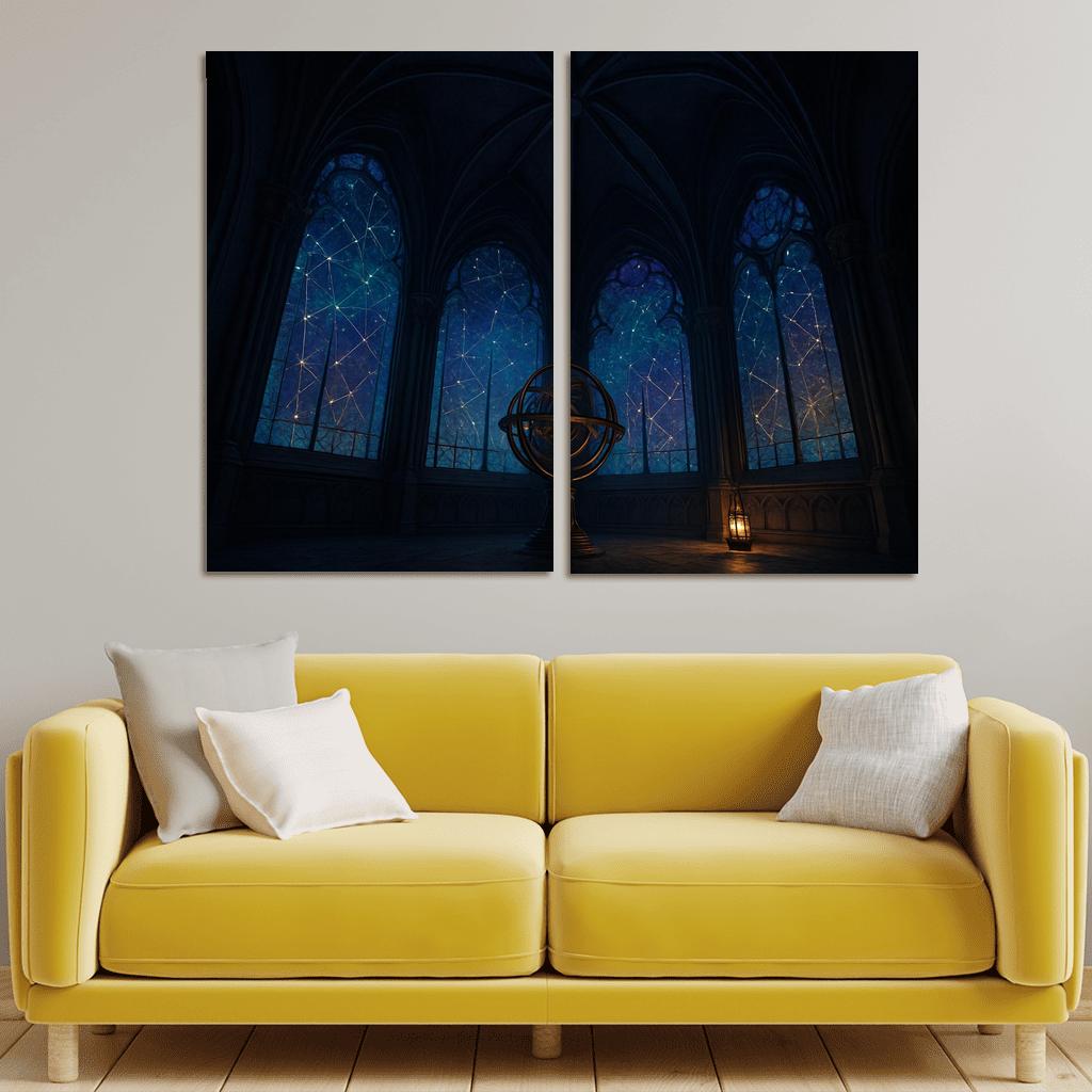 Ribbed Vault Observatory With Stained Glass Star Maps custom paintings frame