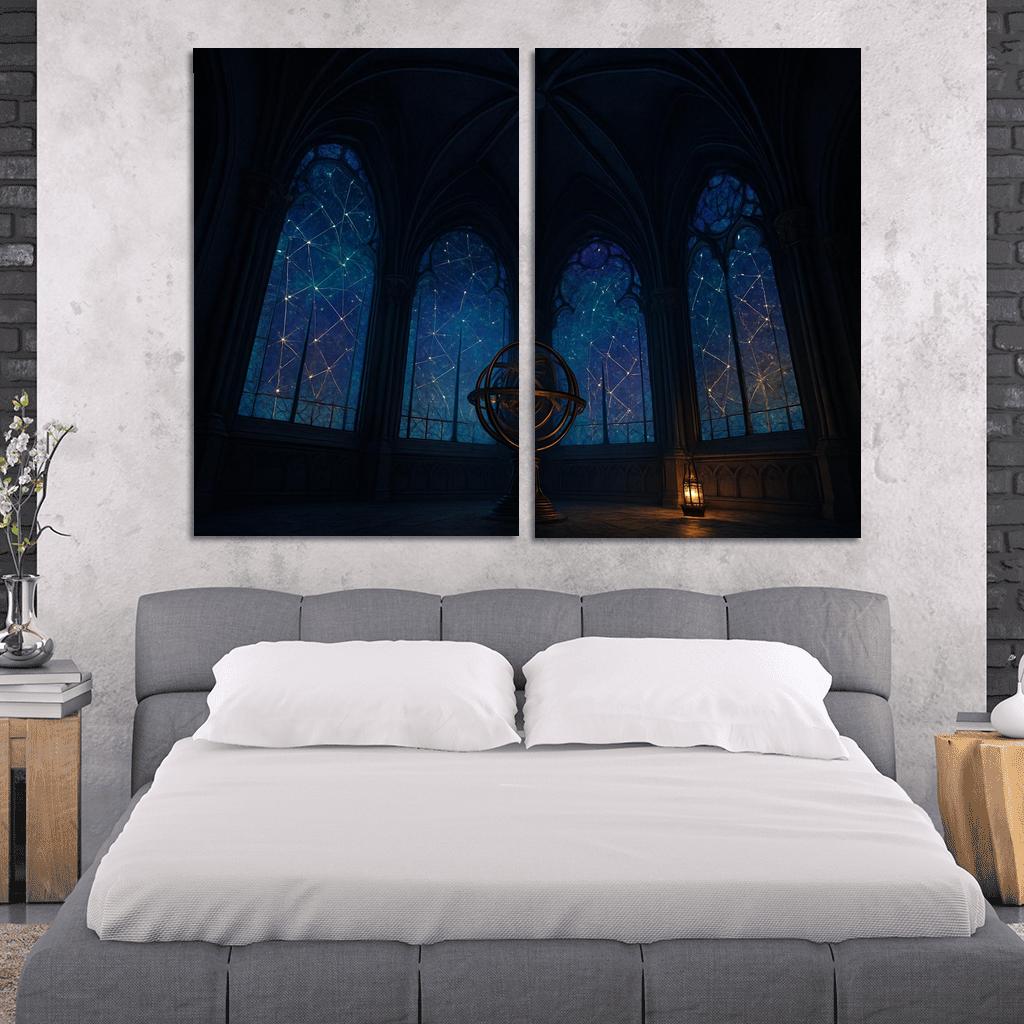 Ribbed Vault Observatory With Stained Glass Star Maps custom paintings frame