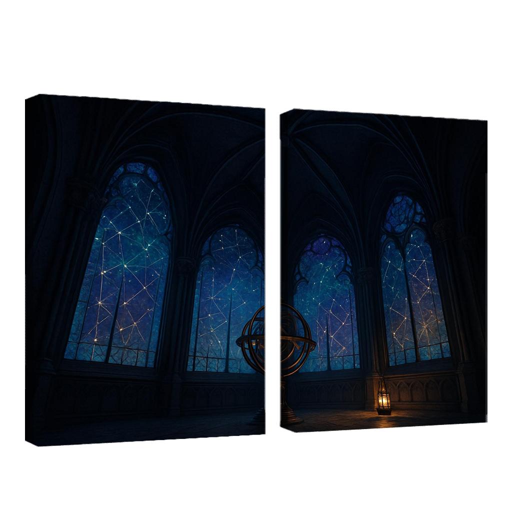 Ribbed Vault Observatory With Stained Glass Star Maps custom paintings frame