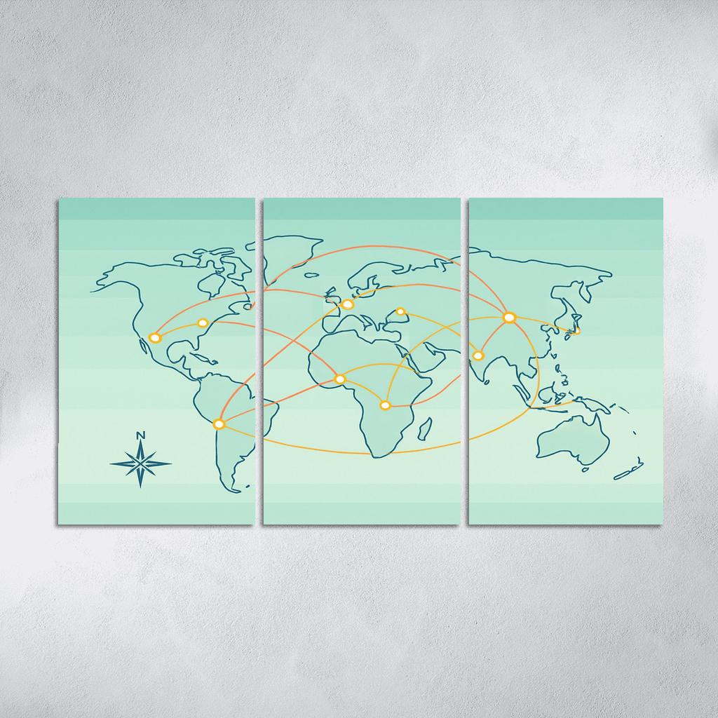 Orbital Currents World Map wall art