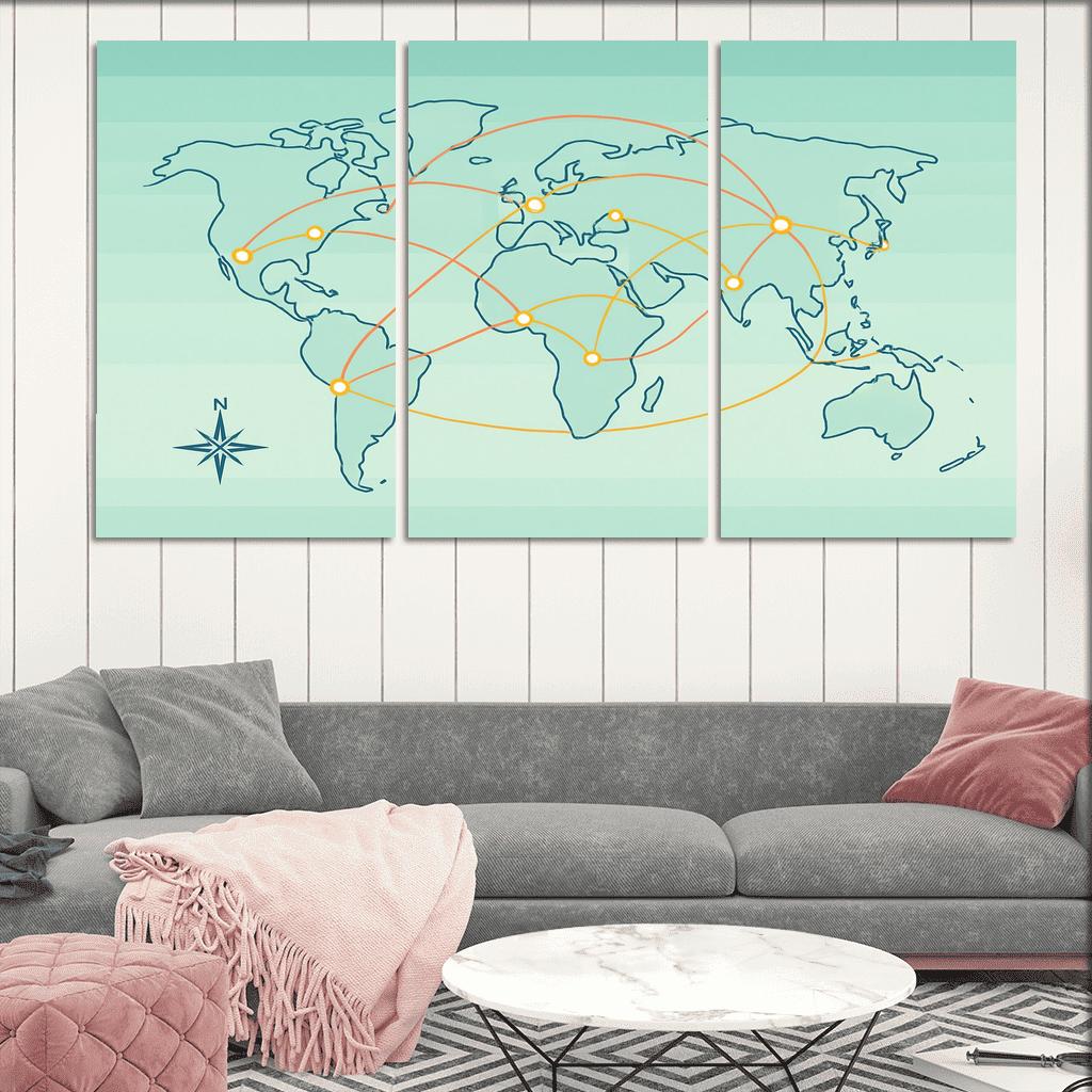Orbital Currents World Map wall art