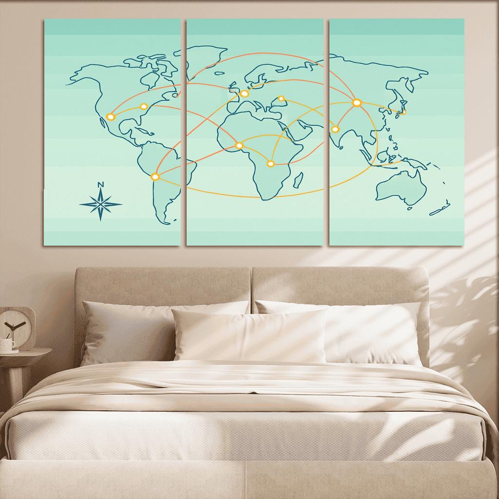 Orbital Currents World Map wall art