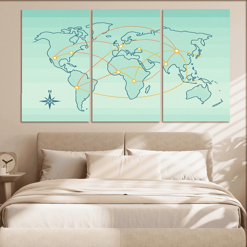 Orbital Currents World Map wall art